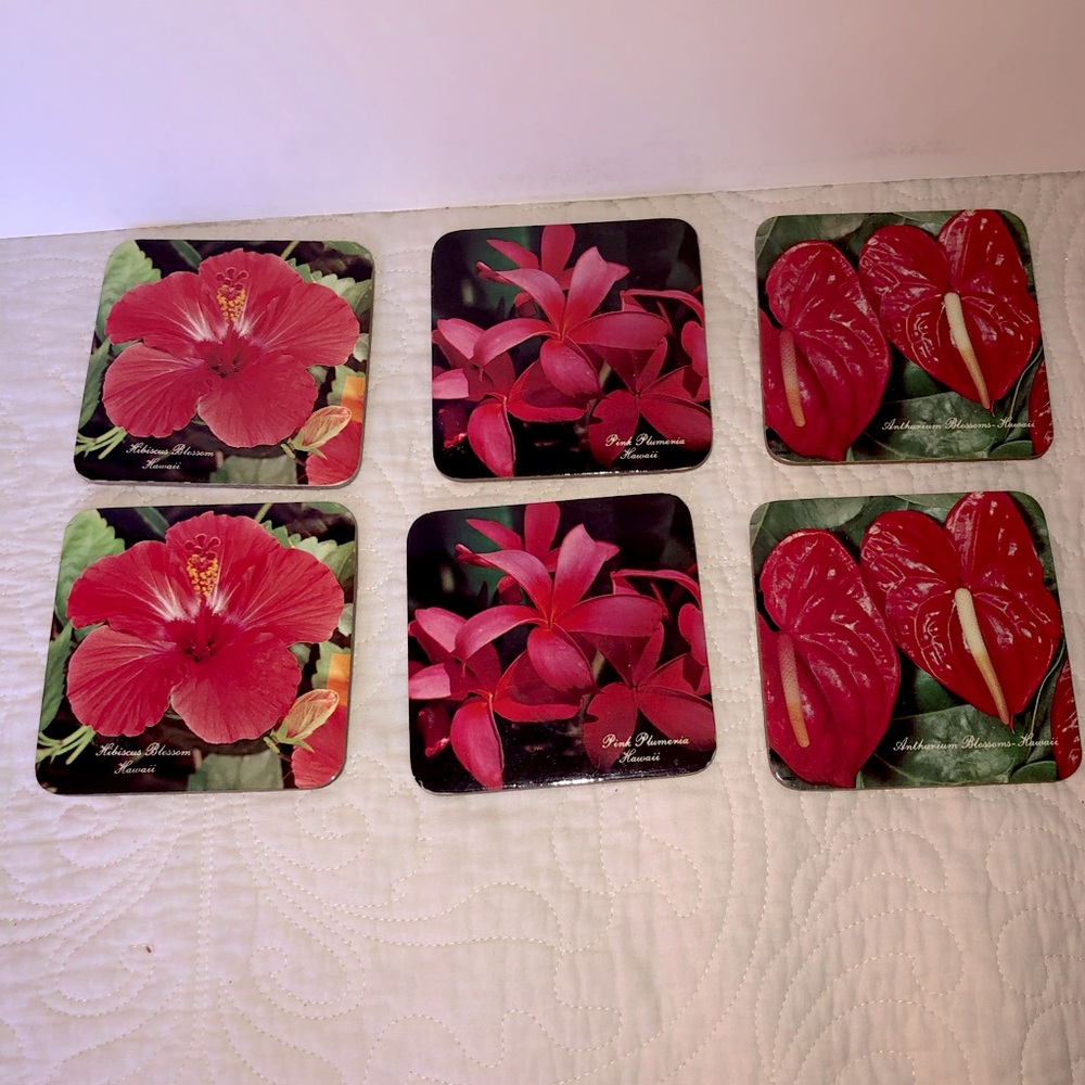 Vintage Hawaiian Flowers Drink Coasters
